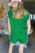 Contrast Trim Cable Textured Shorts Set